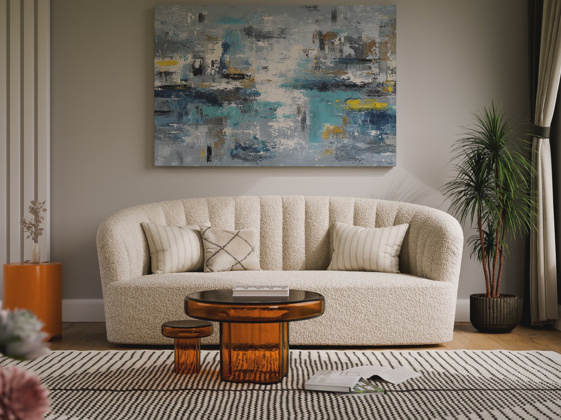 Abstract Blue Gray Canvas Wall Art – short video of the print