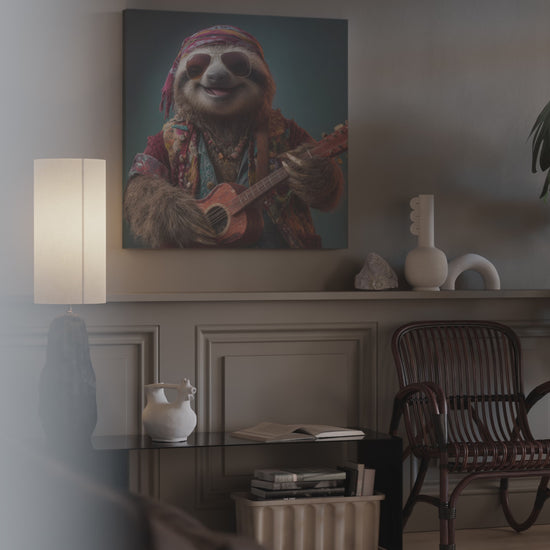 Hippie Sloth Guitar Canvas Art – short video of the print