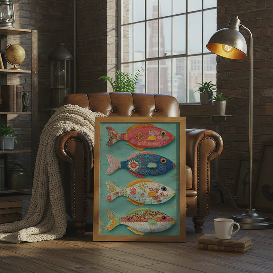 Colorful Folk Art Fish Wall Print – short video of the print