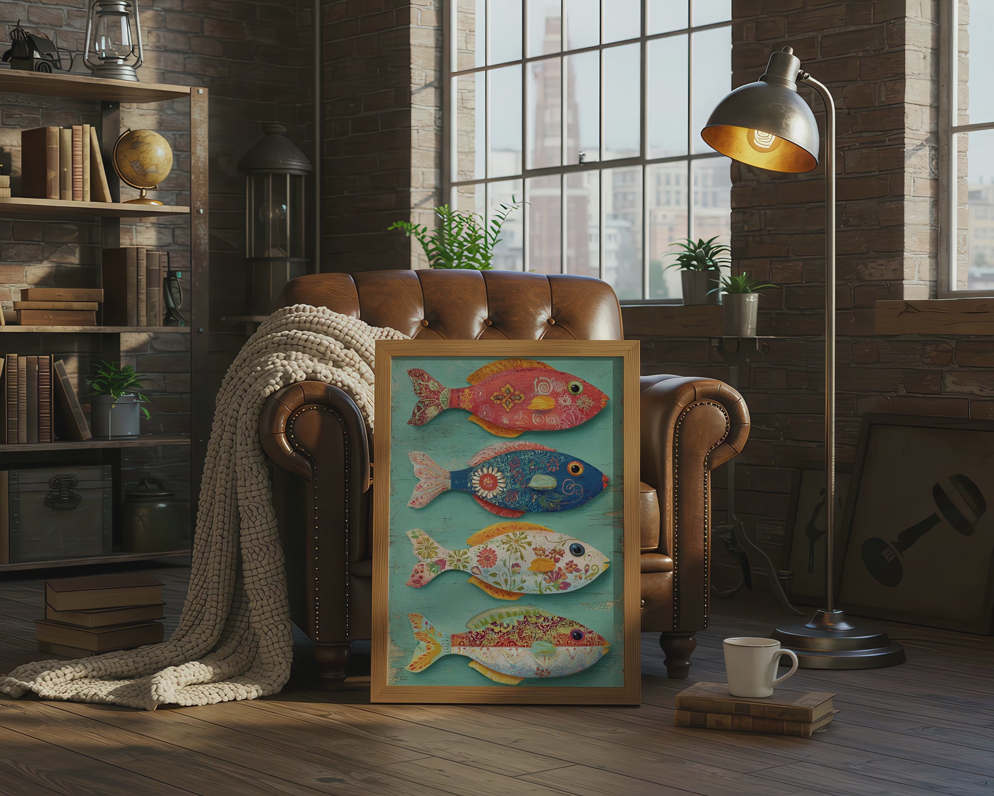 Colorful Folk Art Fish Wall Print – short video of the print