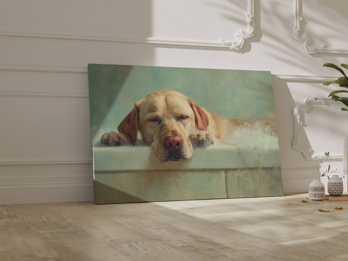 Labrador Retriever Bath Canvas Wall Art – short video of the print