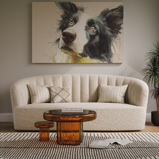Border Collie Dog Portrait Canvas Print – short video of the print