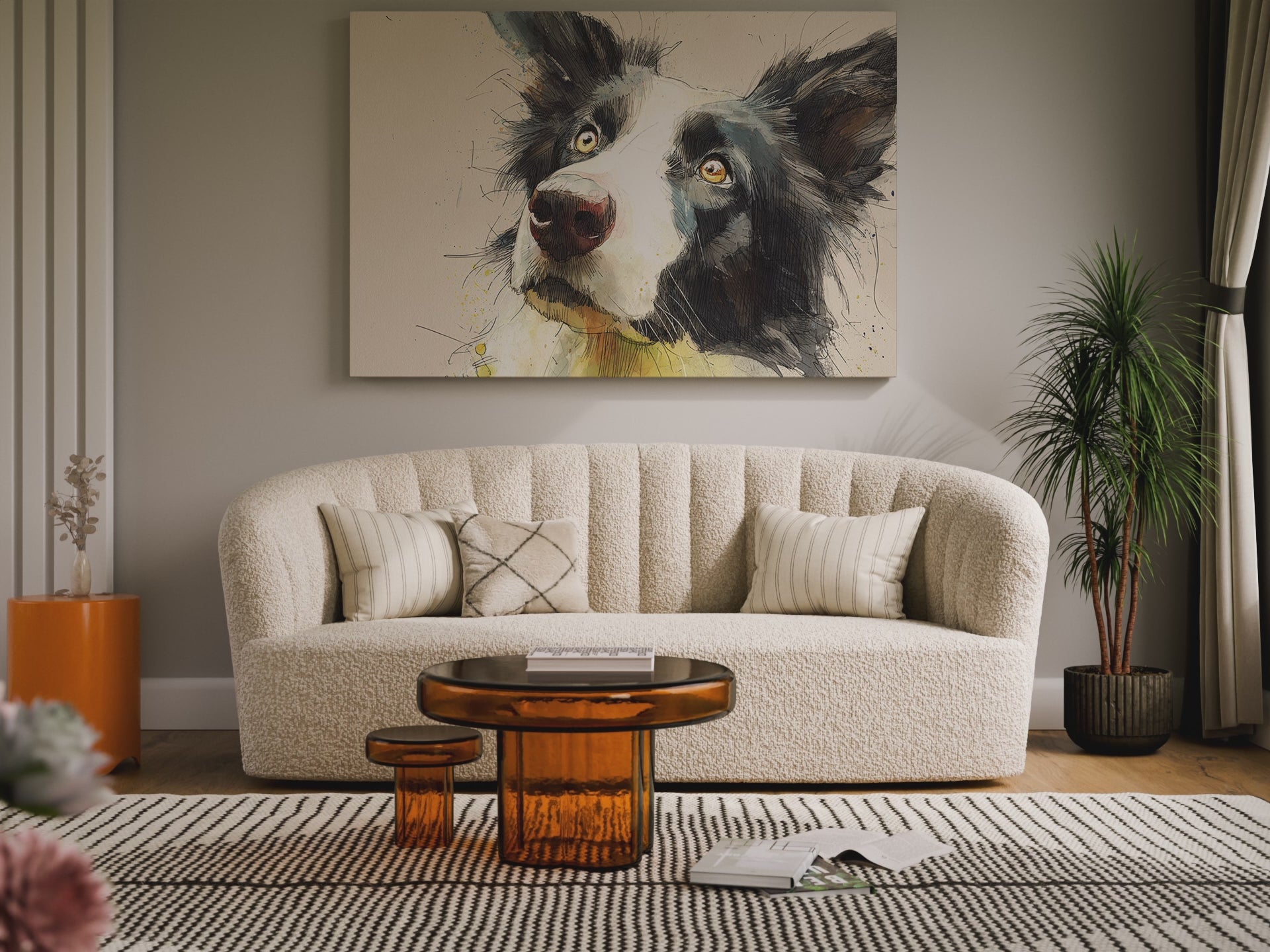 Border Collie Dog Portrait Canvas Print – short video of the print