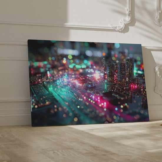 Futuristic Circuit Board City Canvas Print – short video of the print