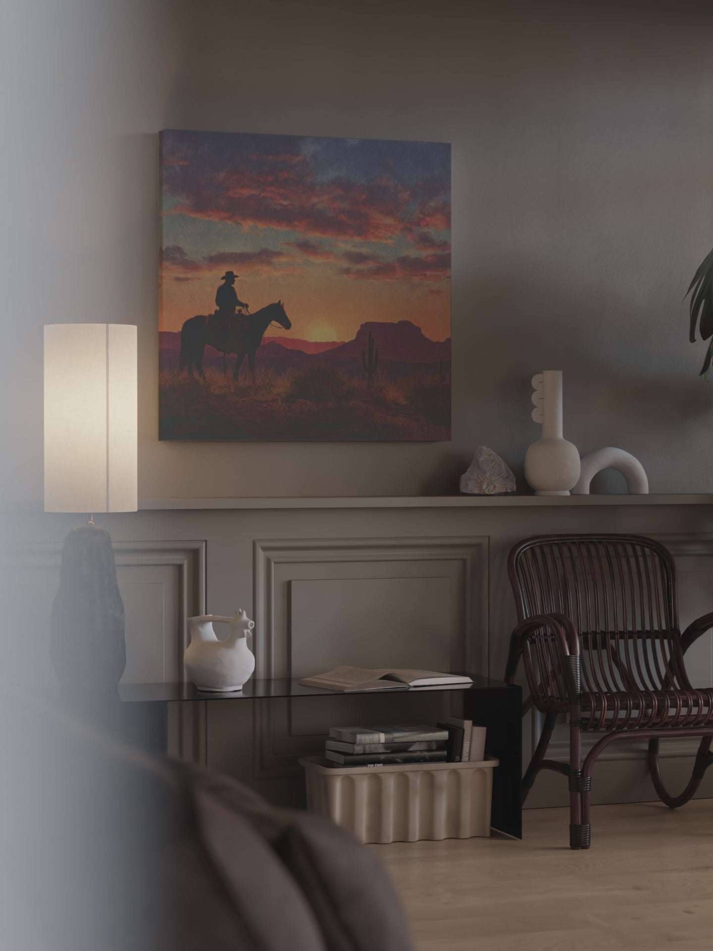 Western Cowboy Silhouette Canvas Art – short video of the print