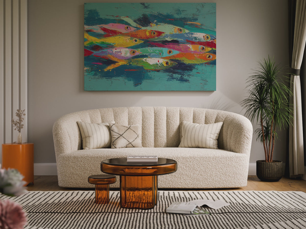 Abstract Fish School Canvas Art – short video of the print