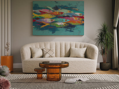 Abstract Fish School Canvas Art – short video of the print