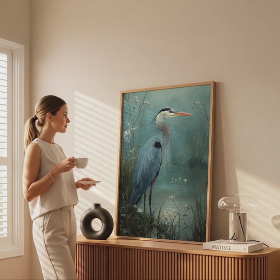 Great Blue Heron Canvas Print – short video of the print