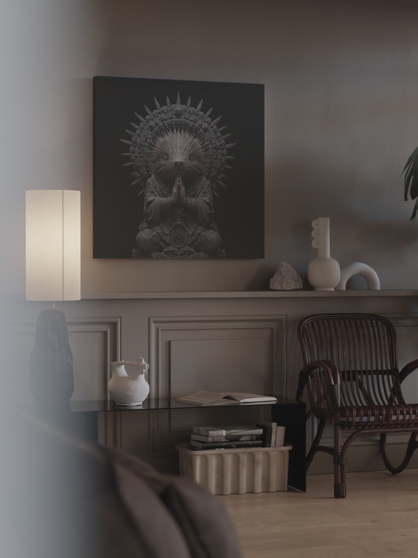 Surreal Porcupine Buddha Canvas Wall Art – short video of the print