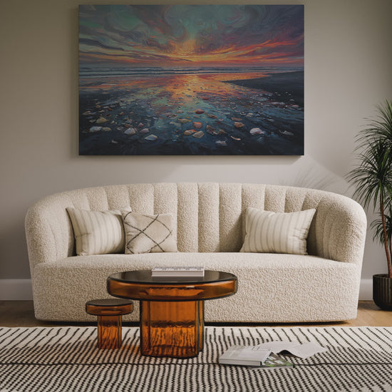 Sunset Beach Oil Painting Canvas Print – short video of the print
