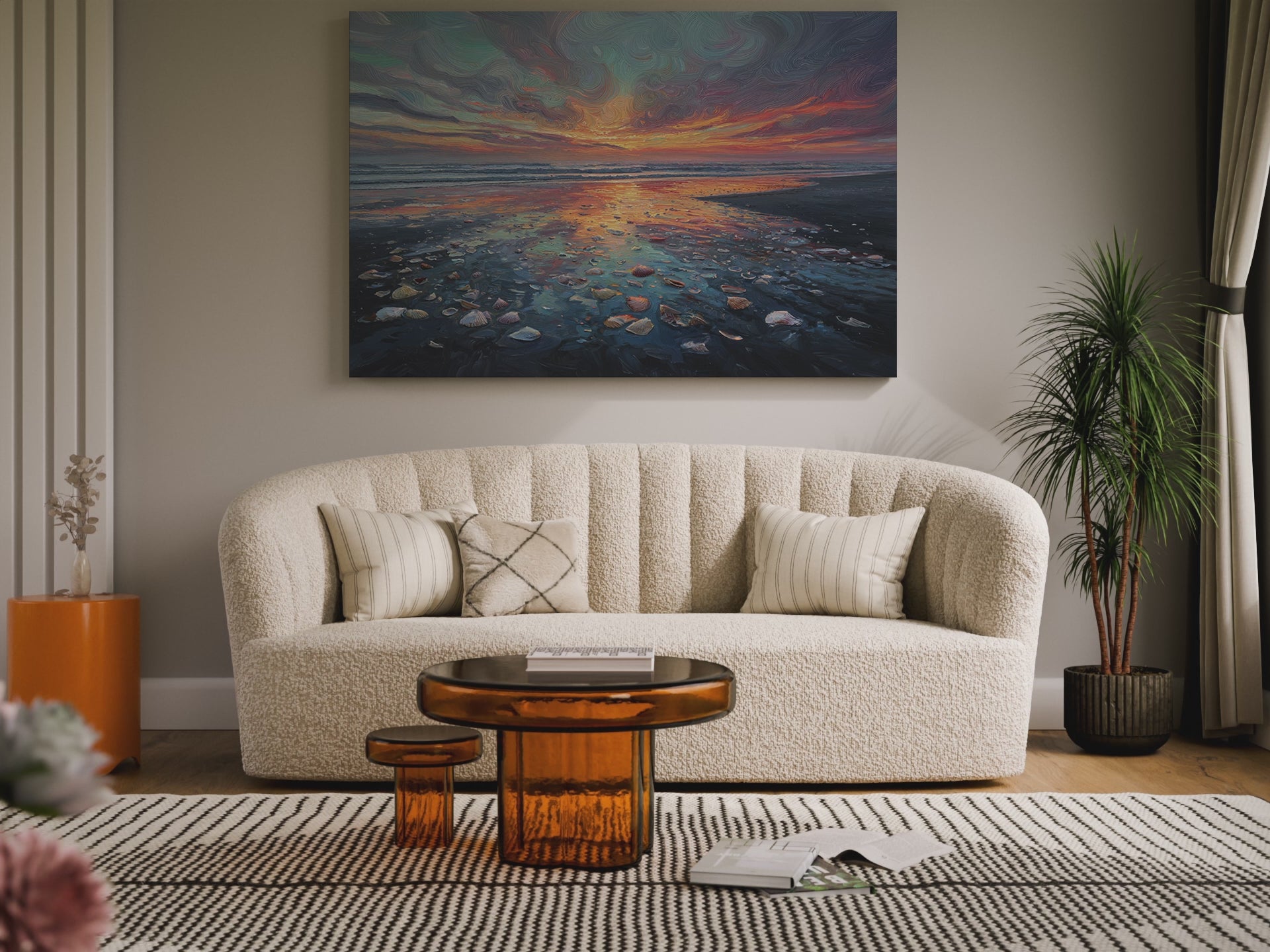 Sunset Beach Oil Painting Canvas Print – short video of the print