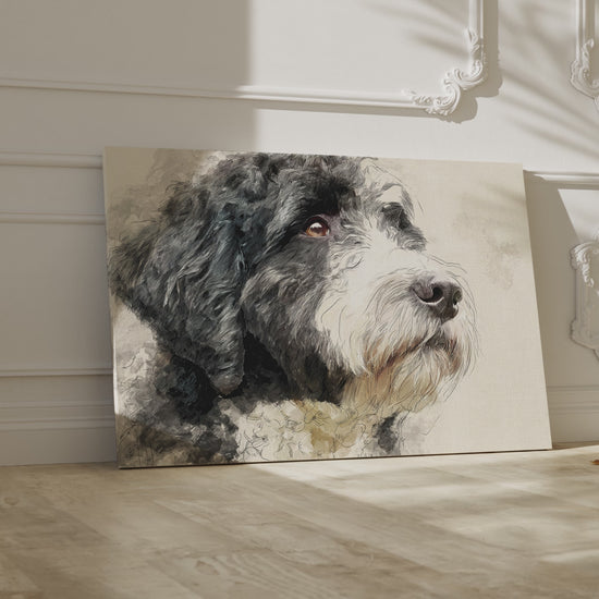 Portuguese Water Dog Canvas Print – short video of the print