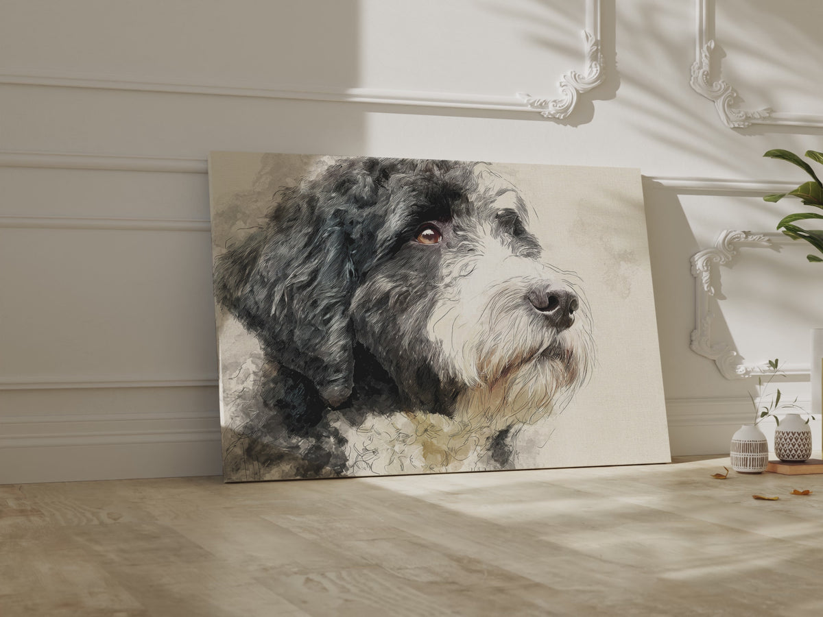 Portuguese Water Dog Canvas Print – short video of the print