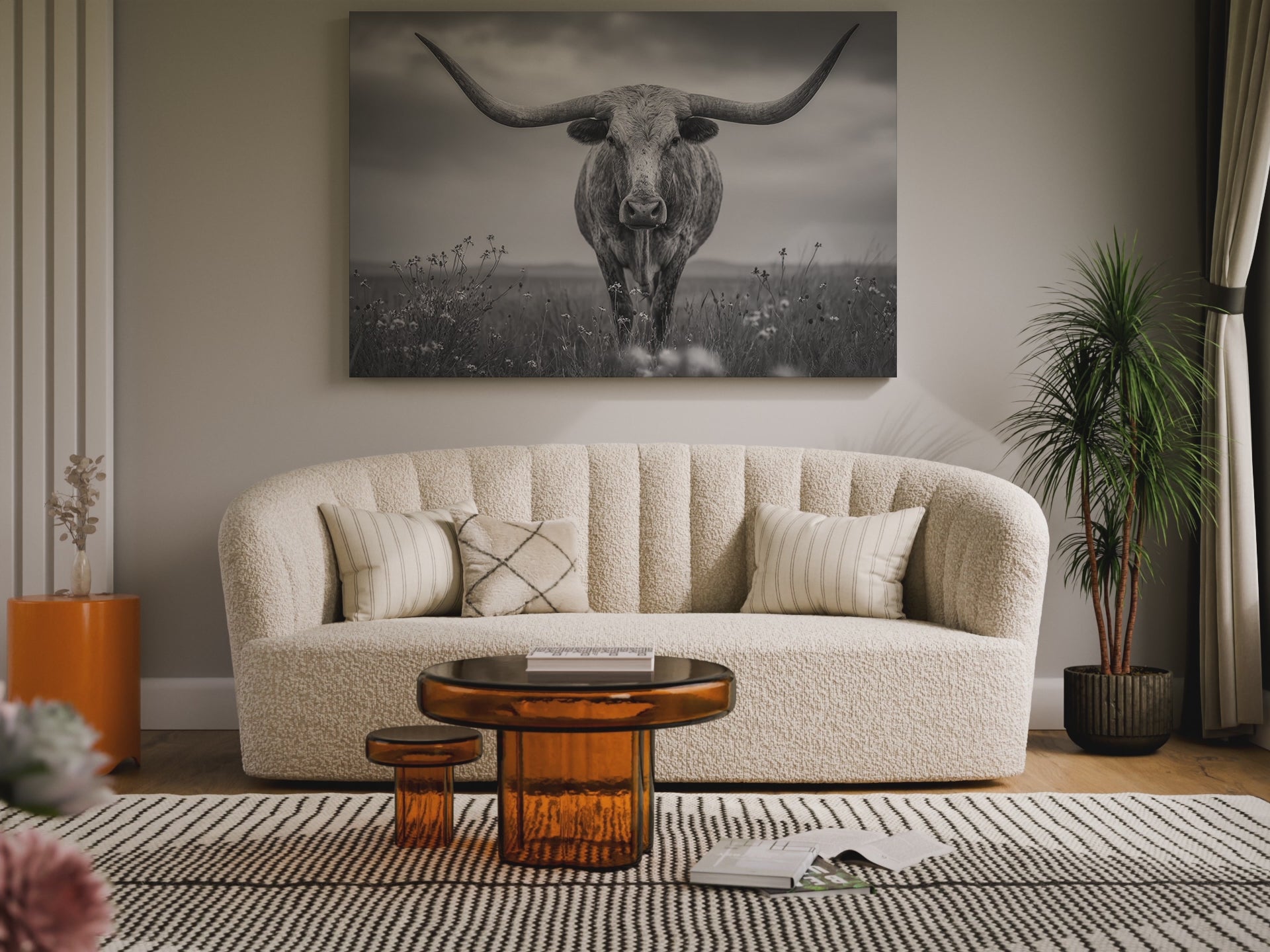 Longhorn Steer Canvas Print – short video of the print