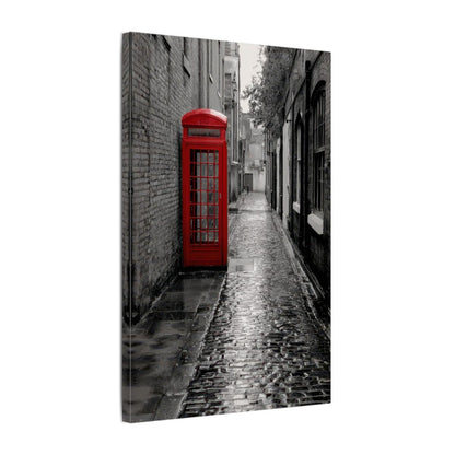 Red Phone Booth London Street Art Canvas Print – gallery wrapped canvas, side view