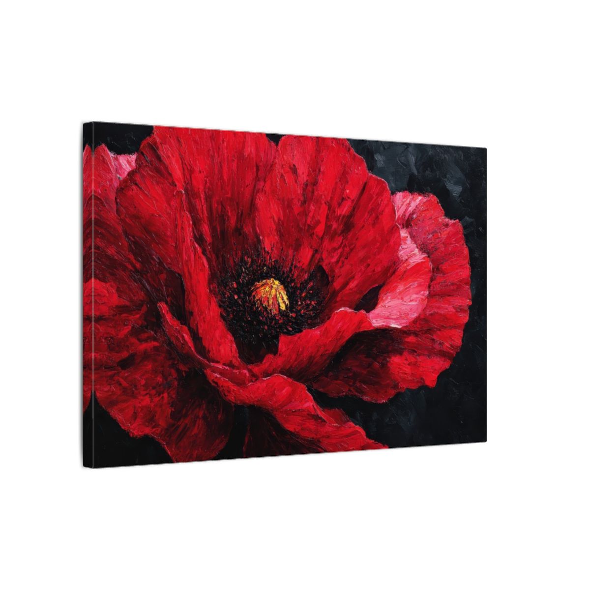 Red Poppy Canvas Wall Art – gallery wrapped canvas, side view