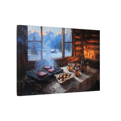 Rocky Mountain Lodge Canvas Print – gallery wrapped canvas, side view