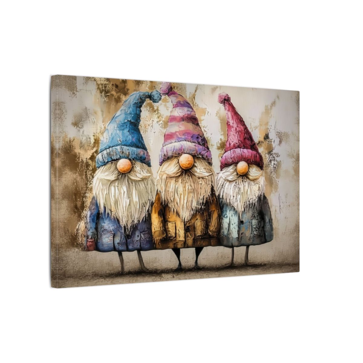 Rustic Gnome Wall Art – gallery wrapped canvas, side view