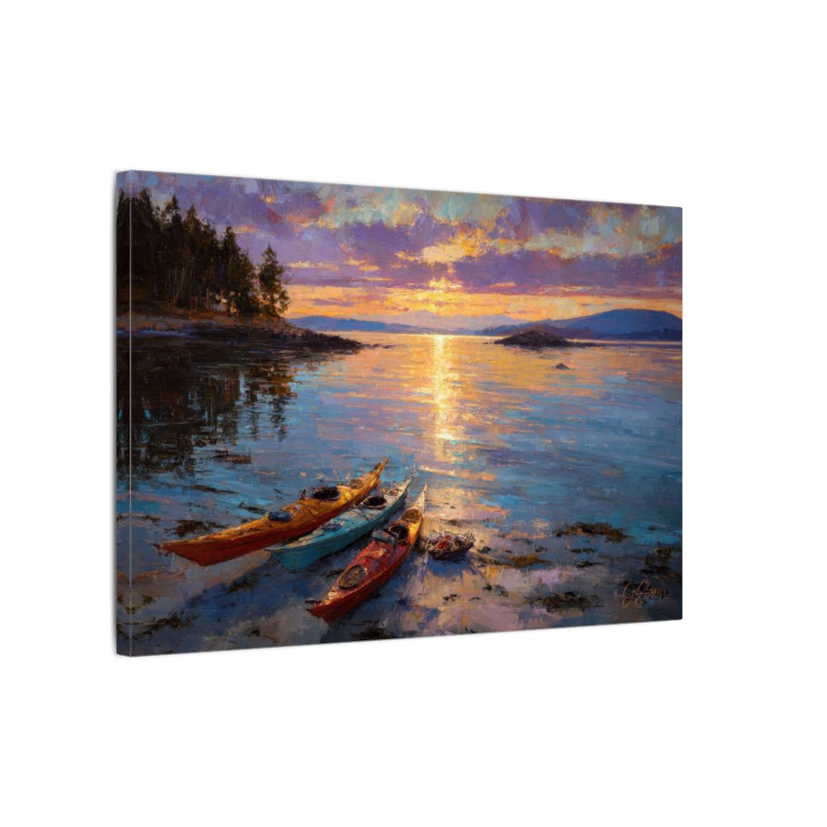 San Juan Islands Sunset Canvas Art – gallery wrapped canvas, side view