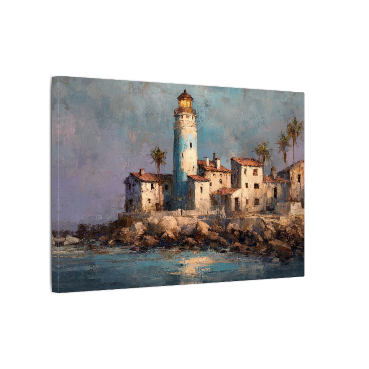 Santa Marta Lighthouse Oil Painting – gallery wrapped canvas, side view
