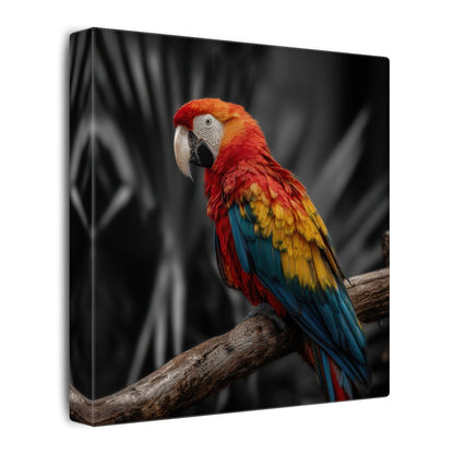 Scarlet Macaw Parrot Canvas Wall Art – gallery wrapped canvas, side view