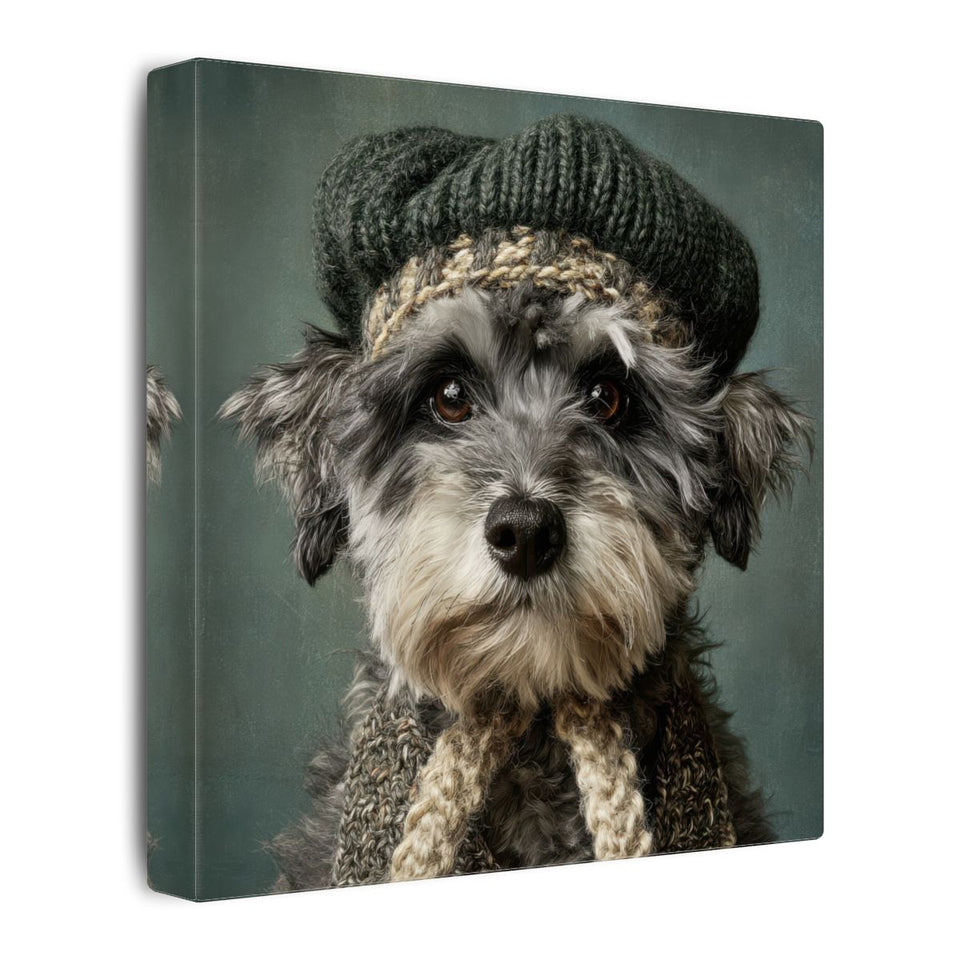 Schnoodle Dog Canvas Wall Art – gallery wrapped canvas, side view