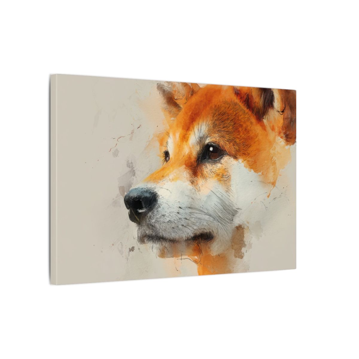 Shiba Inu Dog Portrait Canvas Wall Art – gallery wrapped canvas, side view