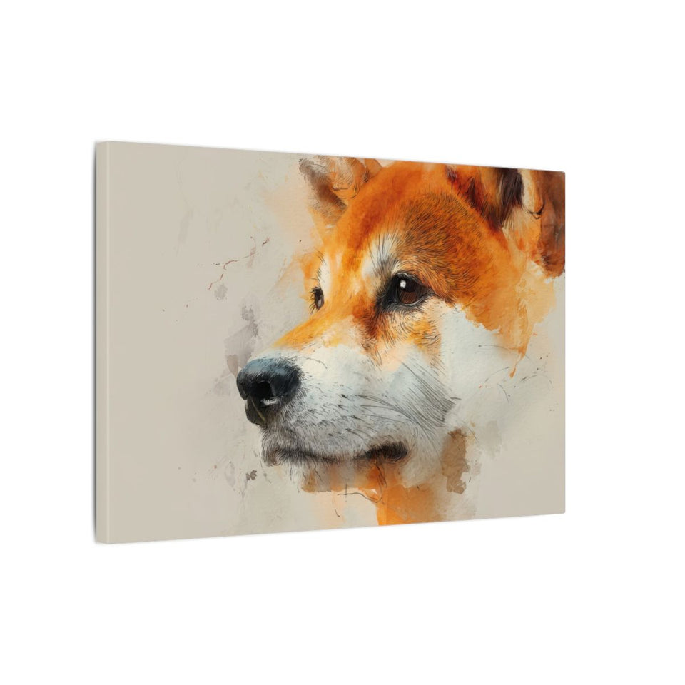 Shiba Inu Dog Portrait Canvas Wall Art – gallery wrapped canvas, side view