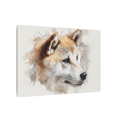 Shiba Inu Watercolor Canvas Print – gallery wrapped canvas, side view