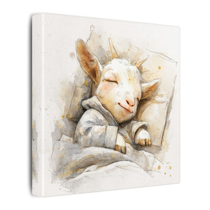 Sleeping Baby Goat Canvas Art – gallery wrapped canvas, side view