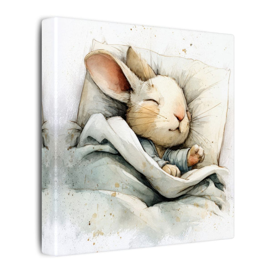 Sleeping Rabbit Canvas Print – gallery wrapped canvas, side view