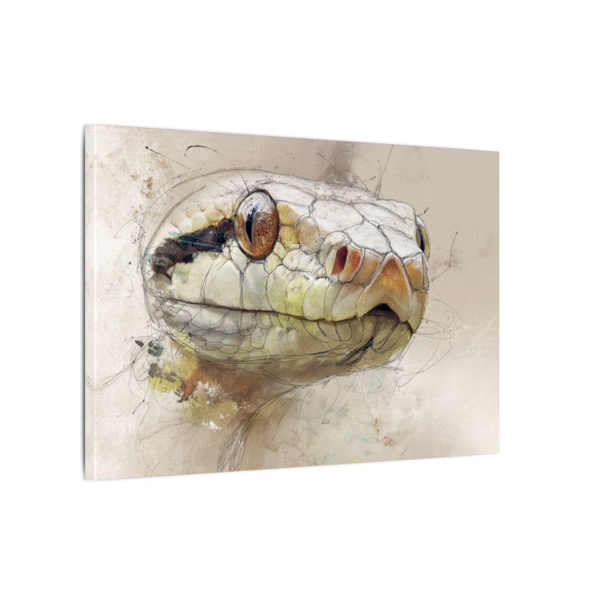Snake Portrait Canvas Wall Art – gallery wrapped canvas, side view