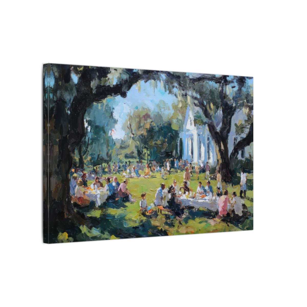 Southern Church Picnic Canvas Print – gallery wrapped canvas, side view