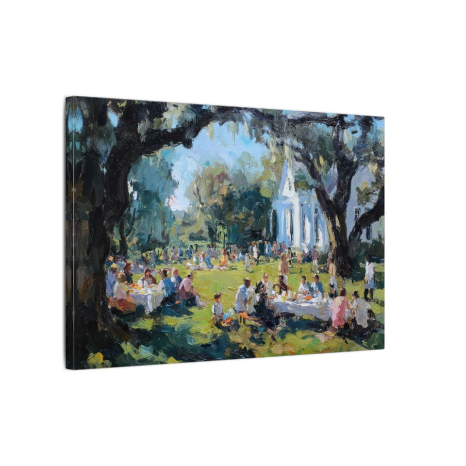 Southern Church Picnic Canvas Print – gallery wrapped canvas, side view