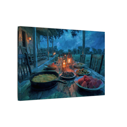 Southern Farmstead Dinner Canvas Print – gallery wrapped canvas, side view
