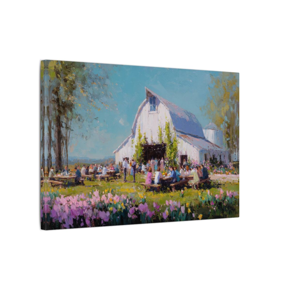 Spring Barn Wedding Art Print – gallery wrapped canvas, side view