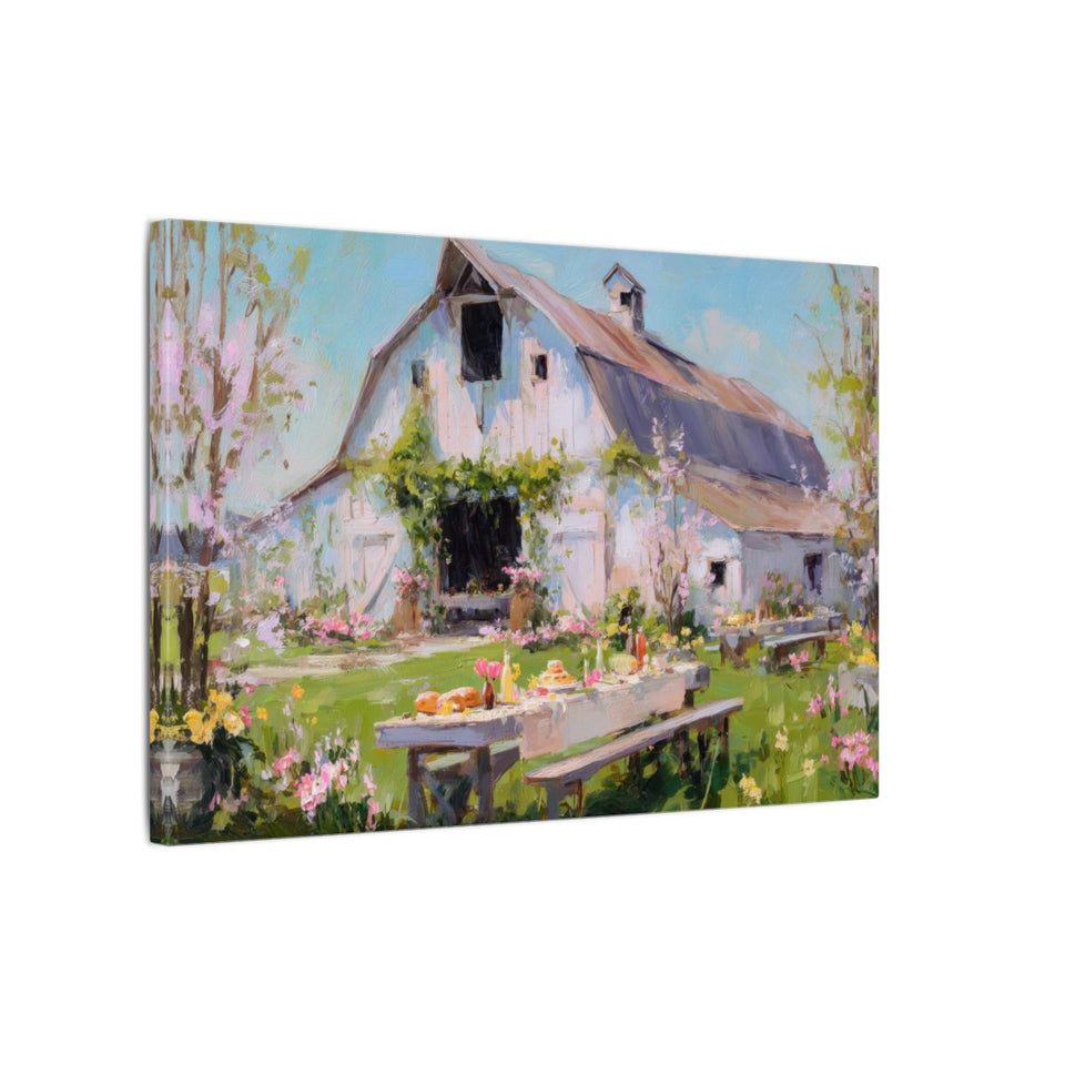 Spring Barn Wedding Canvas Print – gallery wrapped canvas, side view