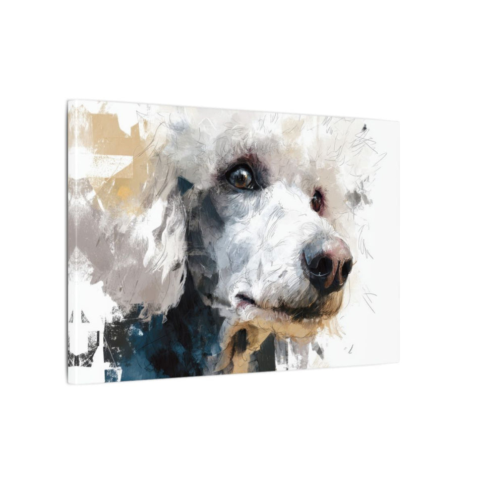 Stylized Poodle Canvas Wall Art – gallery wrapped canvas, side view