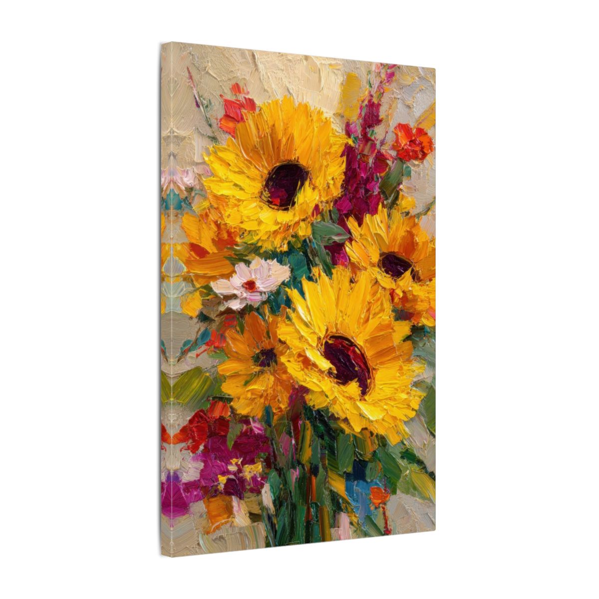 Sunflower Bouquet Canvas Print – gallery wrapped canvas, side view