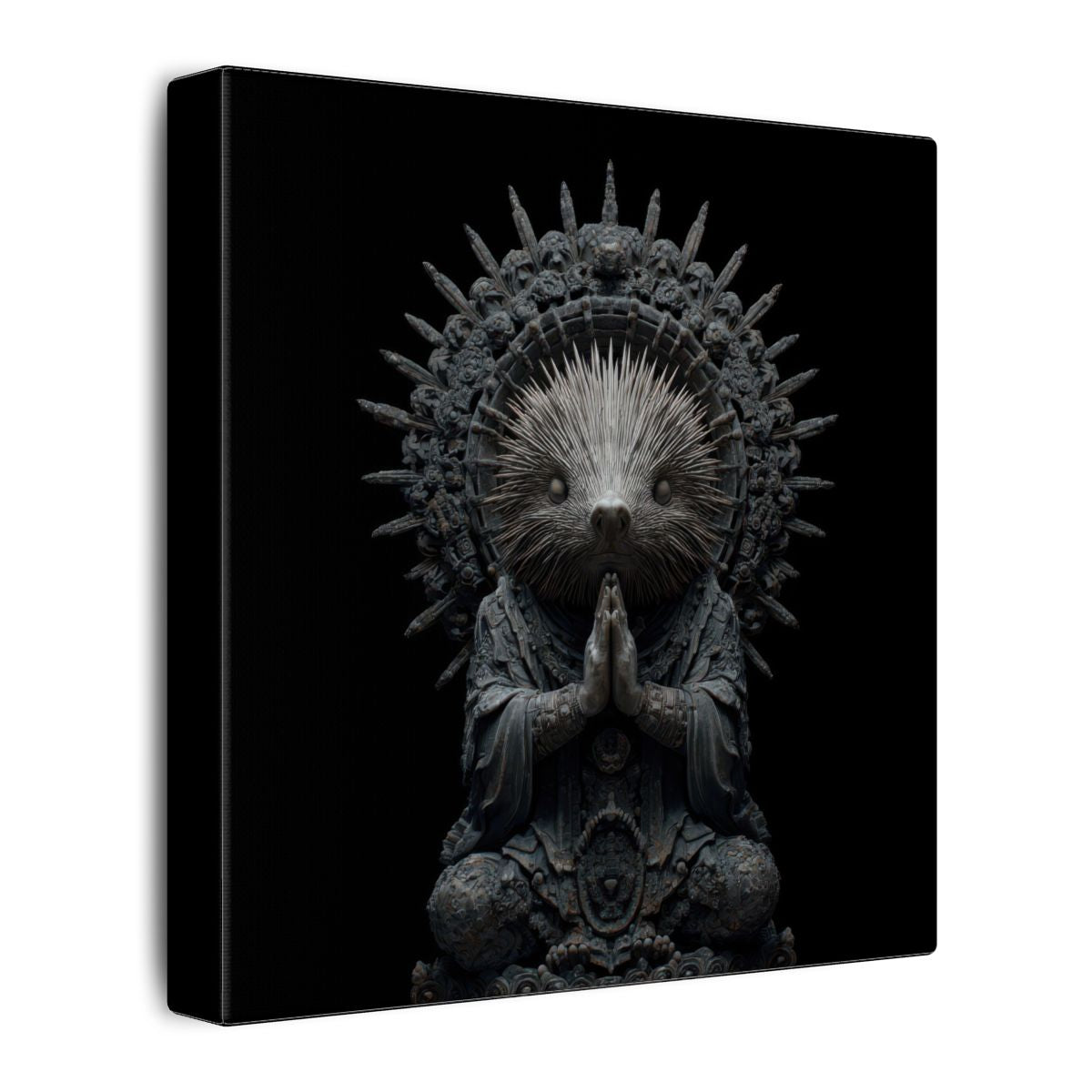 Surreal Porcupine Buddha Canvas Wall Art – gallery wrapped canvas, side view