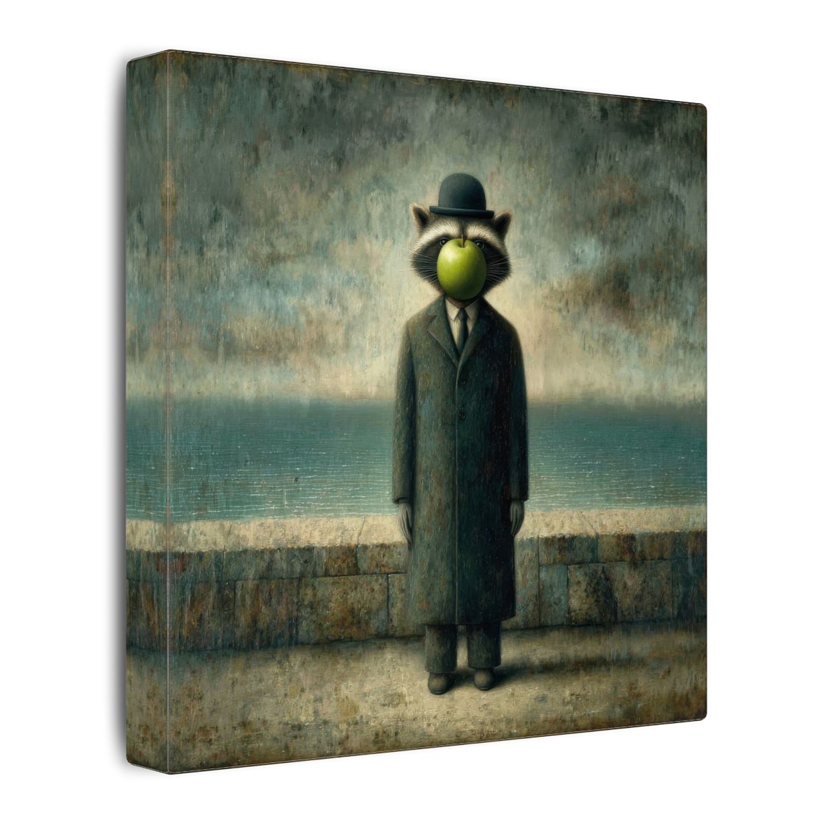 Surreal Raccoon Canvas Art – gallery wrapped canvas, side view