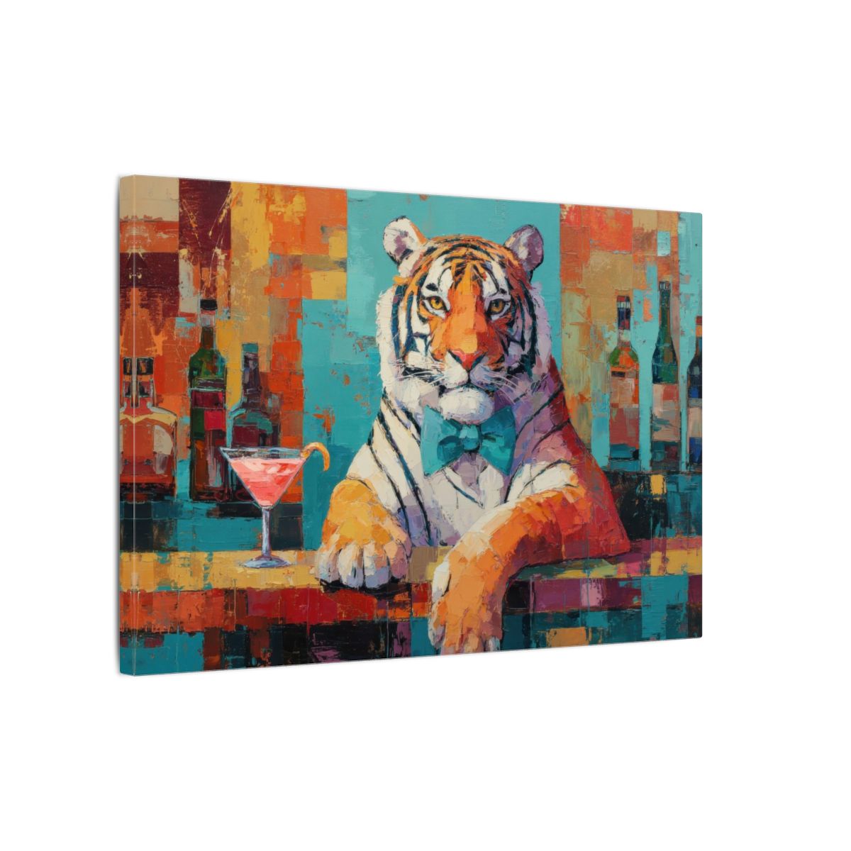 Tiger Bar Portrait Wall Art – gallery wrapped canvas, side view