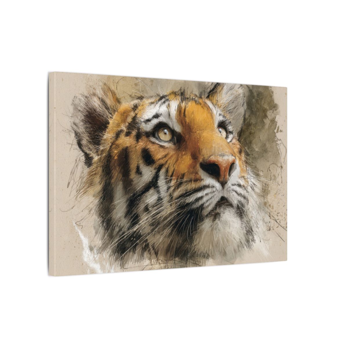 Tiger Portrait Canvas Wall Art – gallery wrapped canvas, side view
