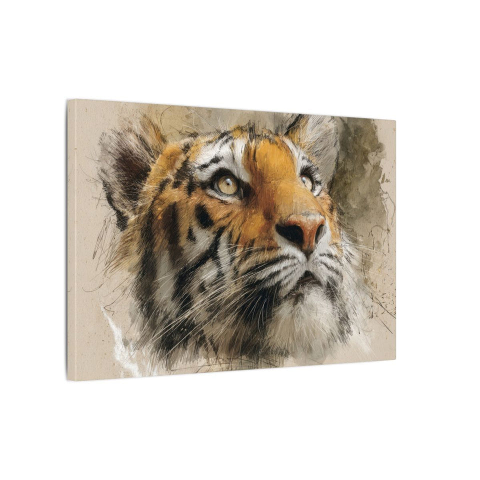 Tiger Portrait Canvas Wall Art – gallery wrapped canvas, side view