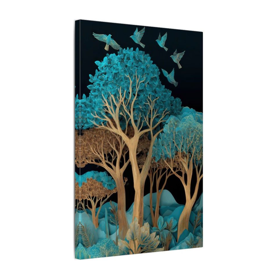 Turquoise Paper Cut Art Canvas Print – gallery wrapped canvas, side view