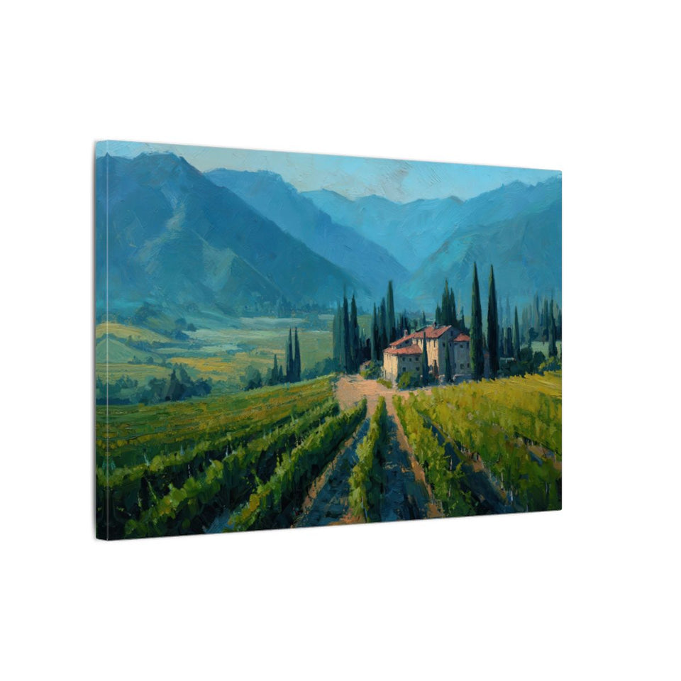 Tuscan Vineyard Canvas Art – gallery wrapped canvas, side view