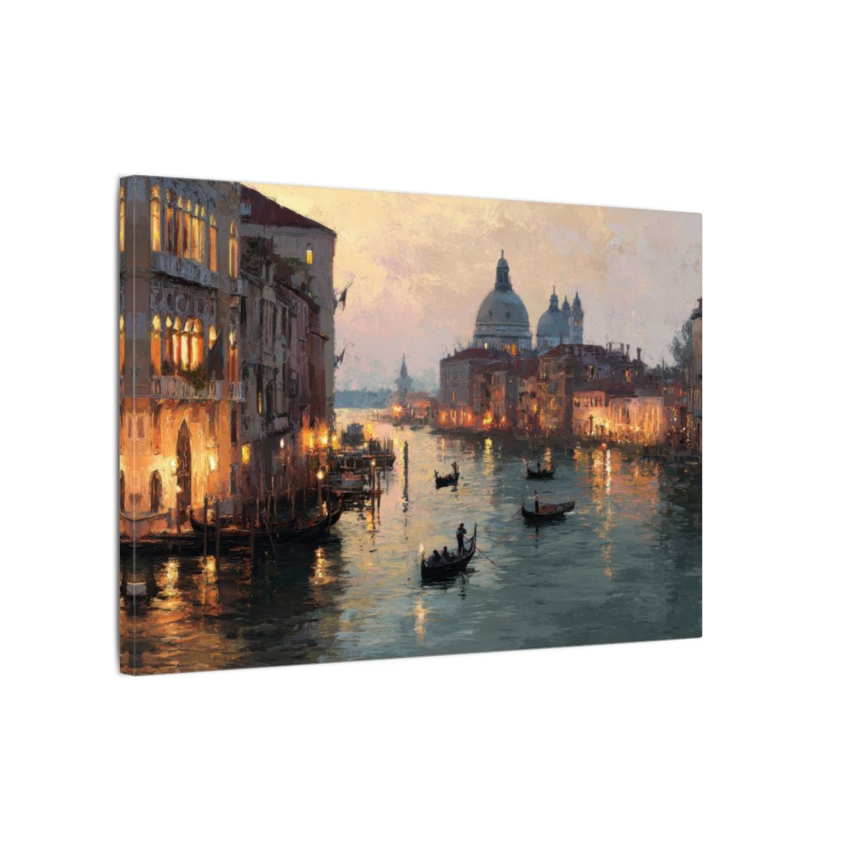 Venice Canal Dusk Wall Art – gallery wrapped canvas, side view