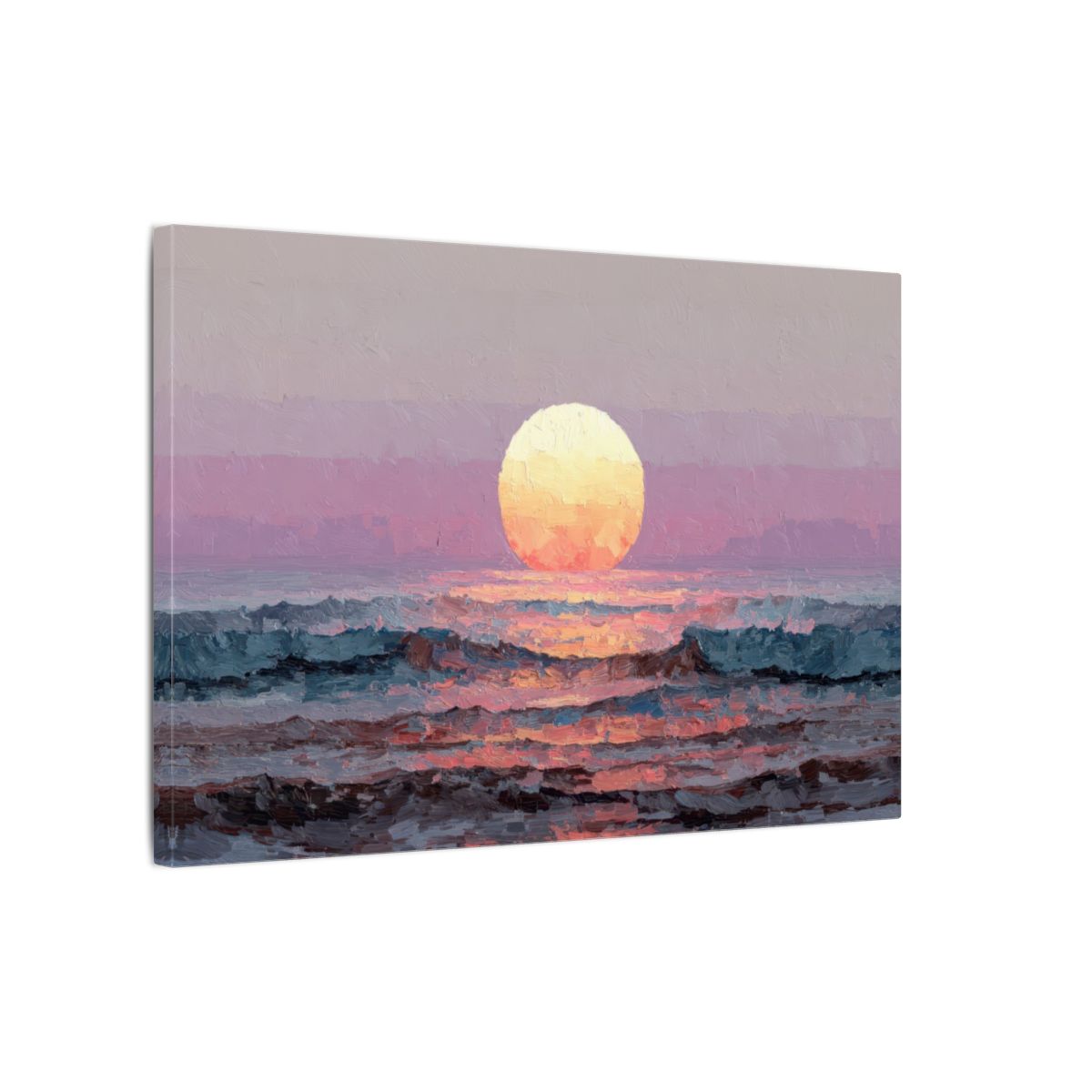 Vintage Coastal Sunset Canvas Wall Art – gallery wrapped canvas, side view