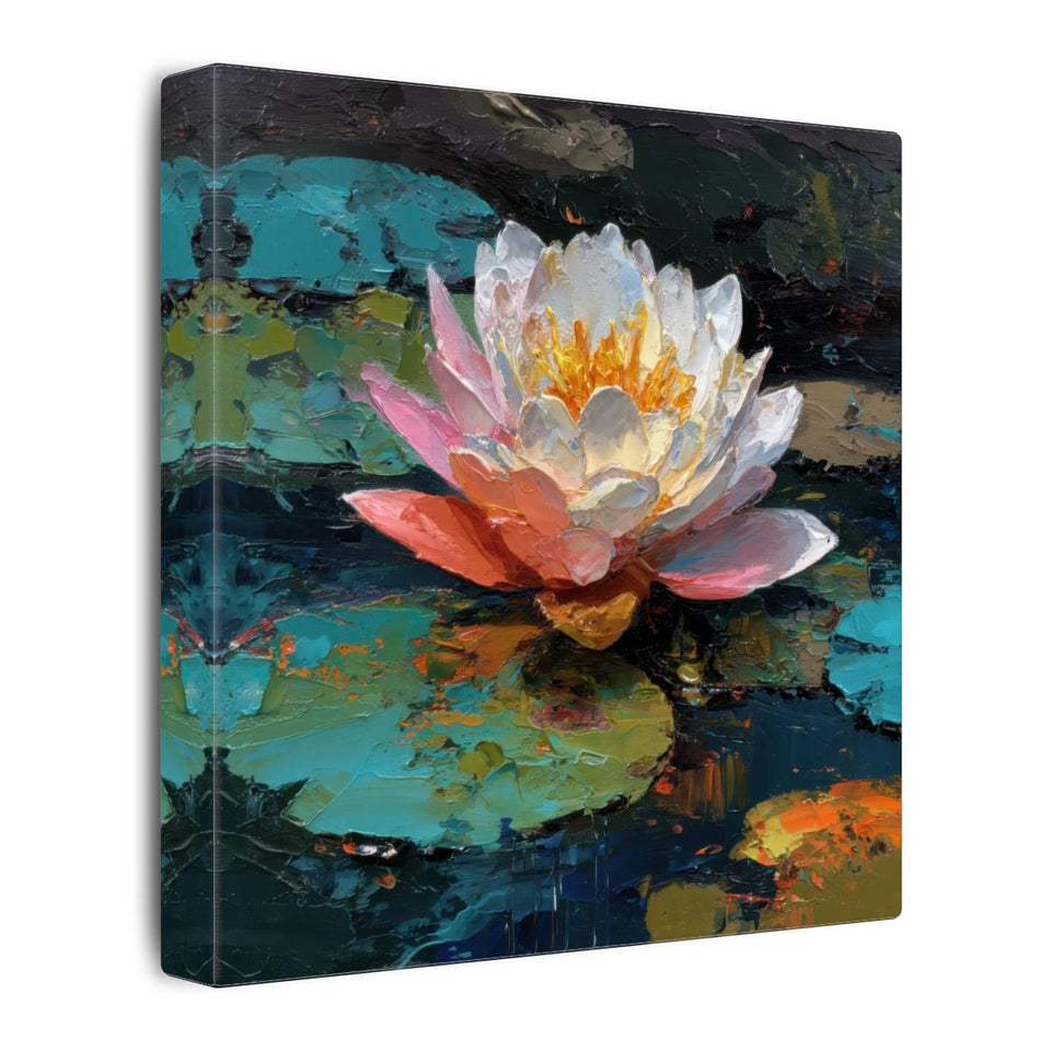 Water Lily Canvas Wall Art – gallery wrapped canvas, side view