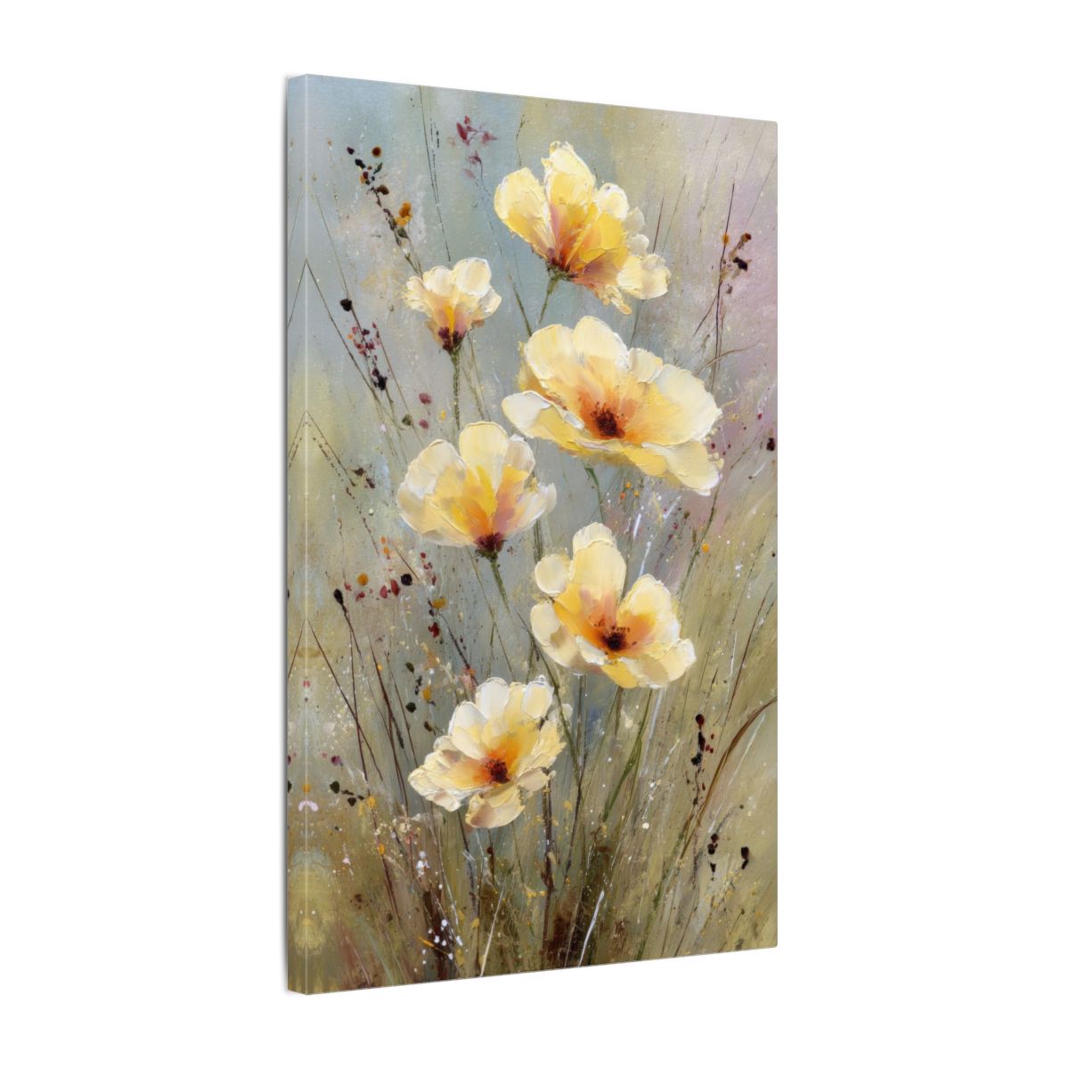Watercolor Poppy Wall Art – gallery wrapped canvas, side view